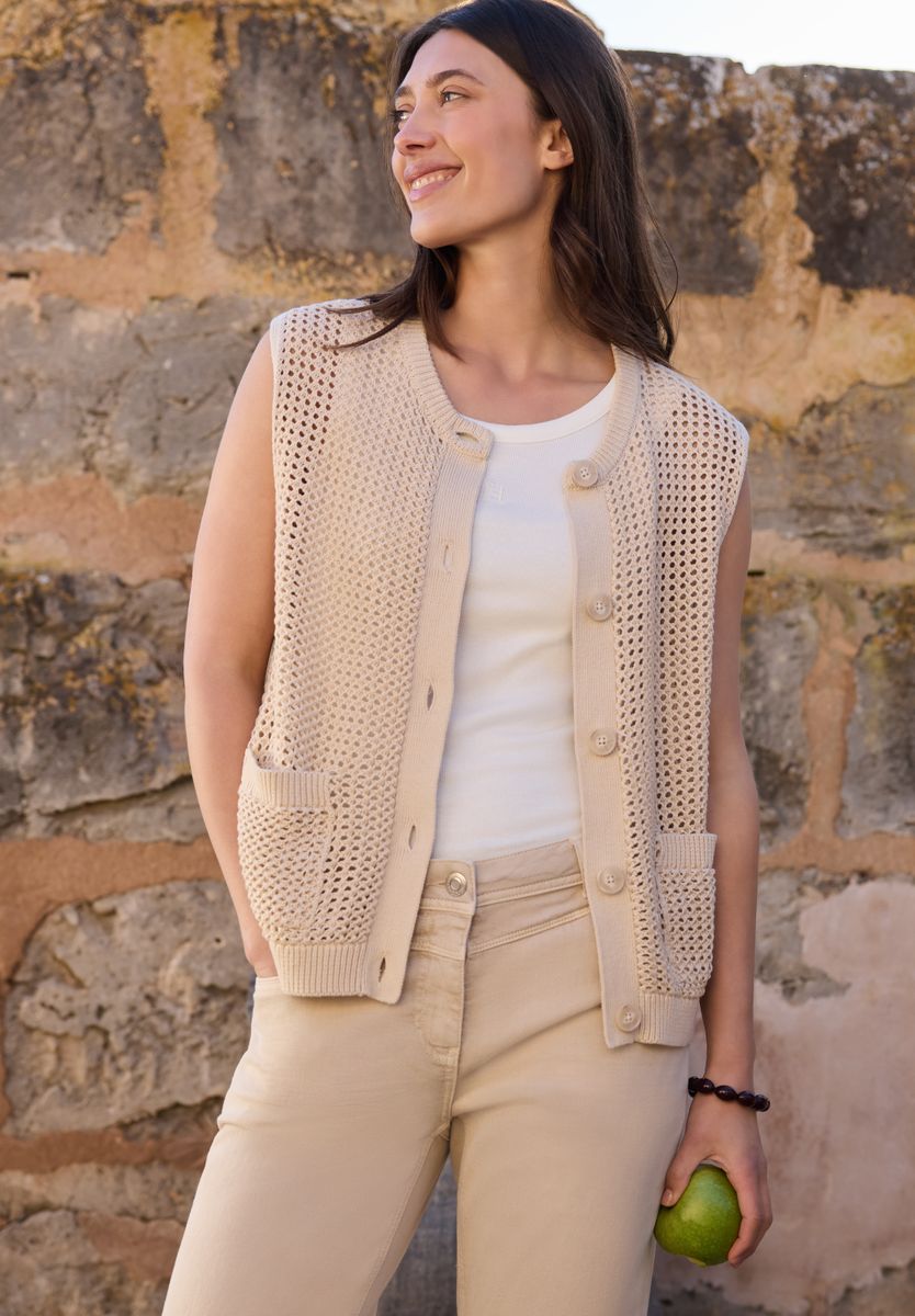 Weste mit Rundhals im Crochet-Look