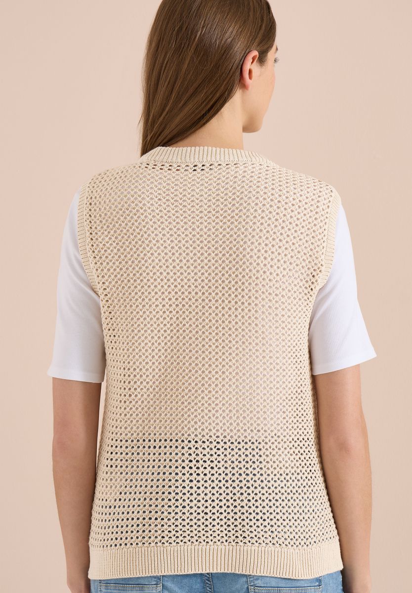 Weste mit Rundhals im Crochet-Look