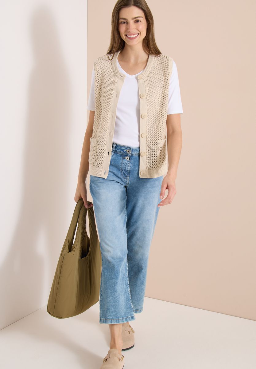 Weste mit Rundhals im Crochet-Look