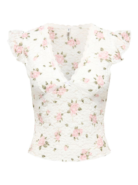 ONLSAGA S/S LACE TOP JRS