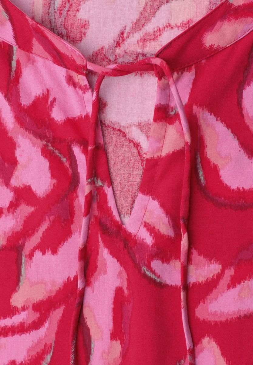 Blusenshirt mit Split Neck und Smokdetail