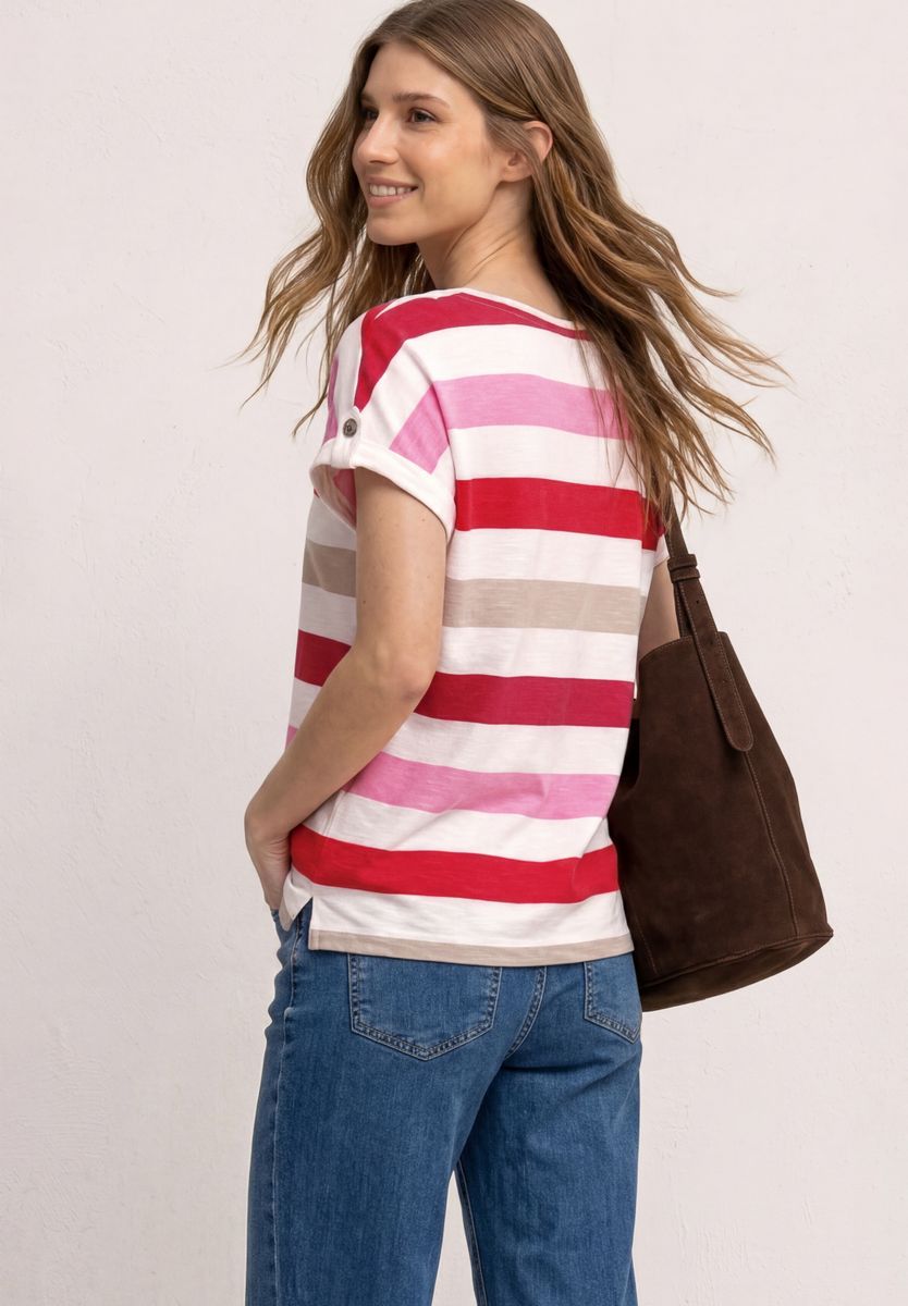 T-Shirt mit Rundhals und Knopfdetails