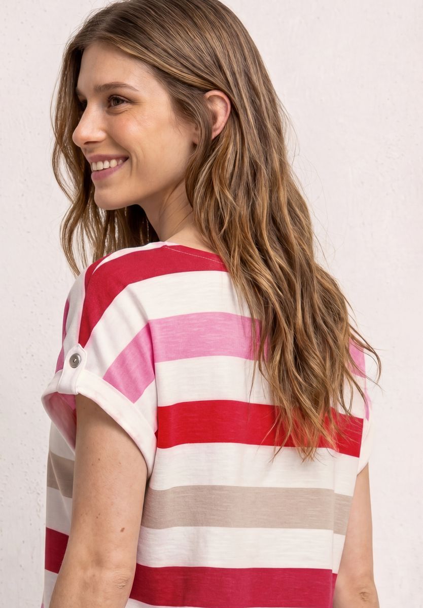 T-Shirt mit Rundhals und Knopfdetails