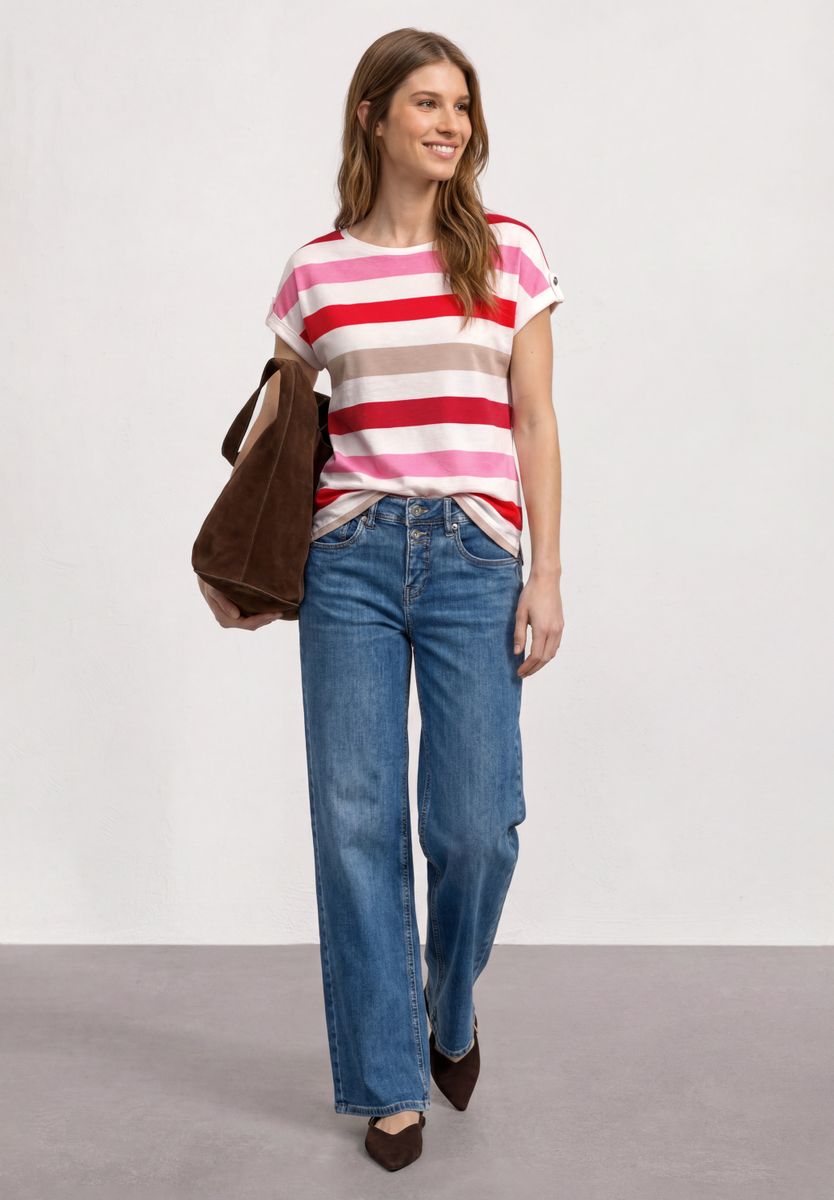 T-Shirt mit Rundhals und Knopfdetails