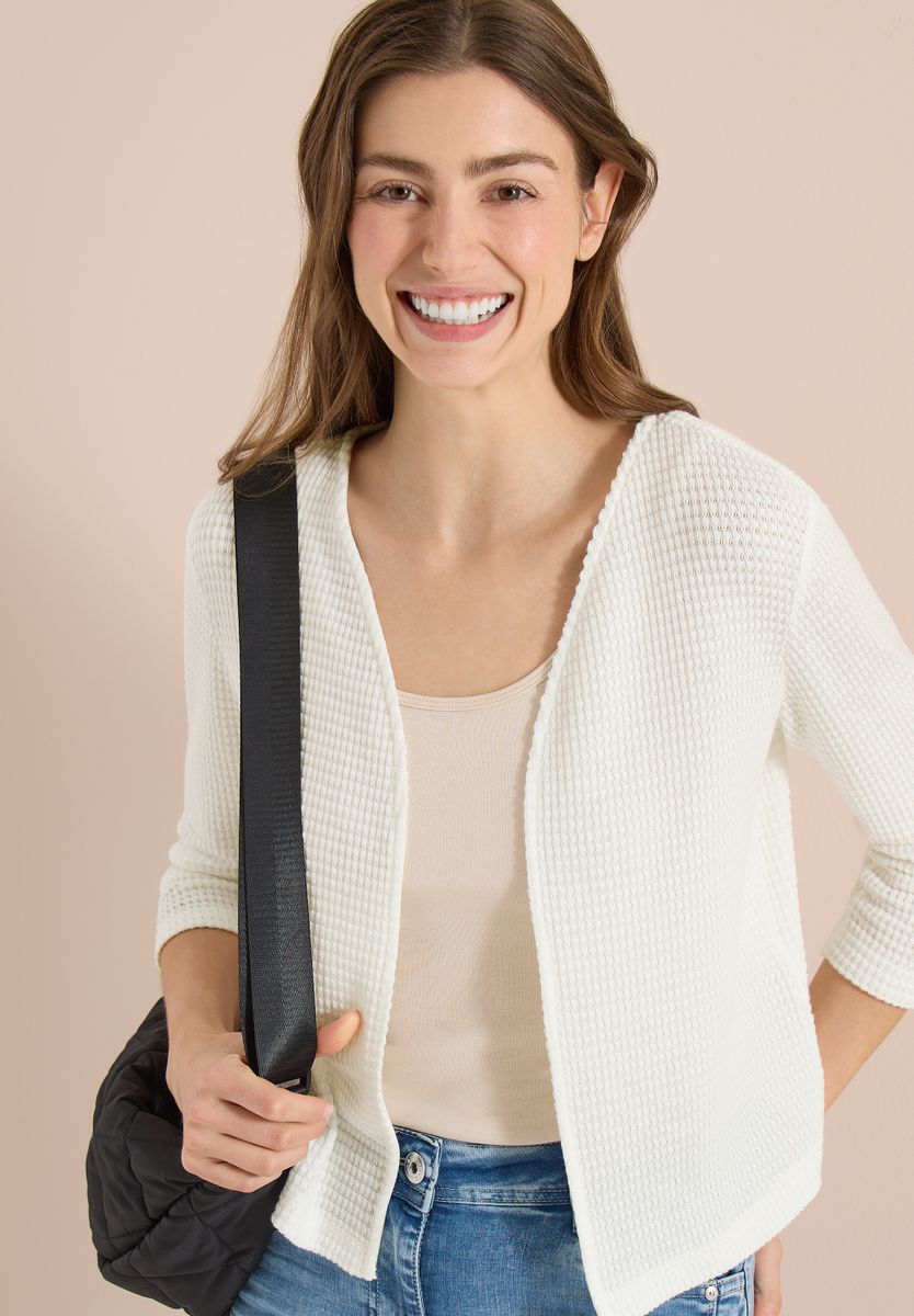 Offene 3/4-Arm Jacke im Ajour-Look