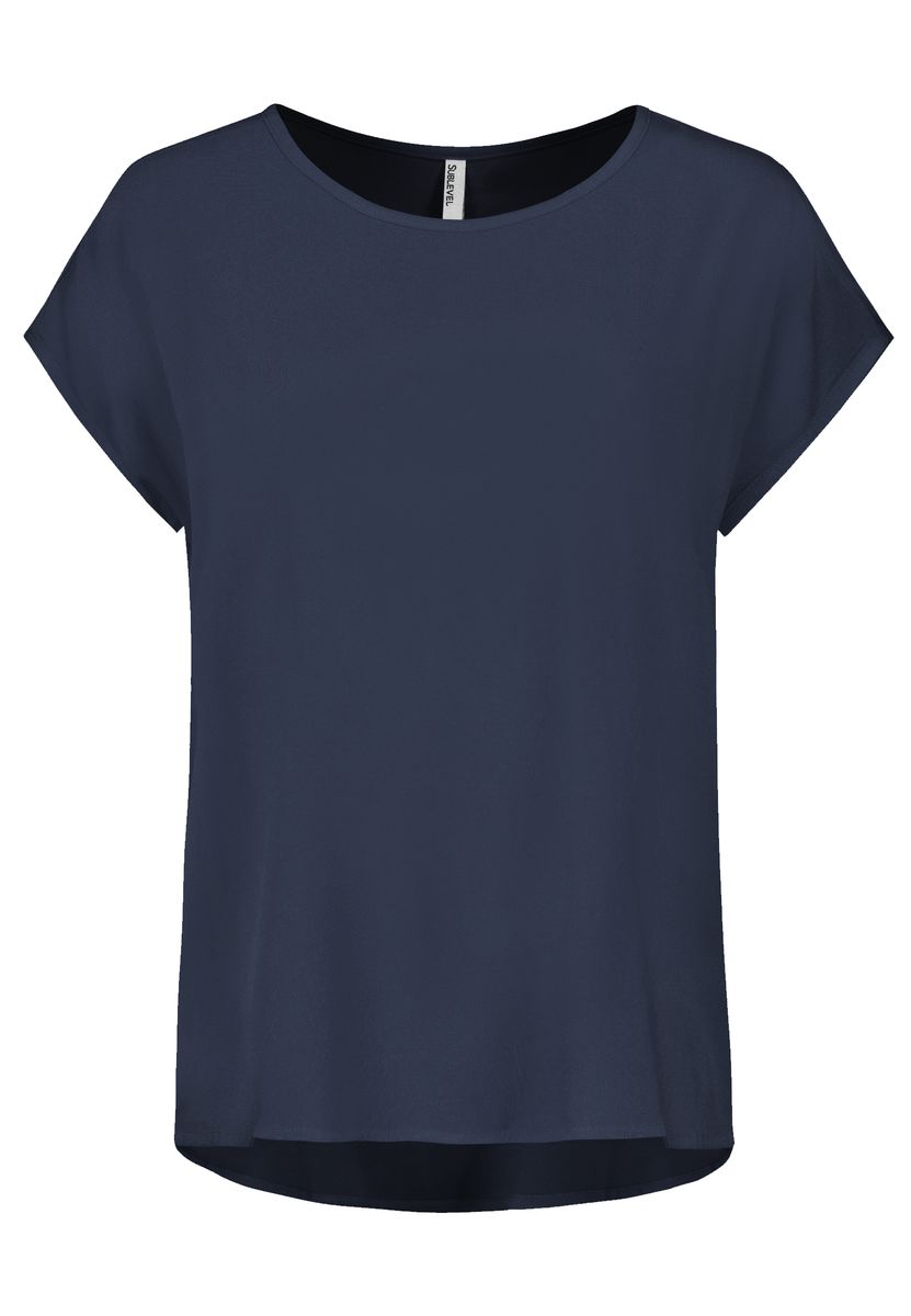 DOB Bluse, Rundhals mit Piping, übe