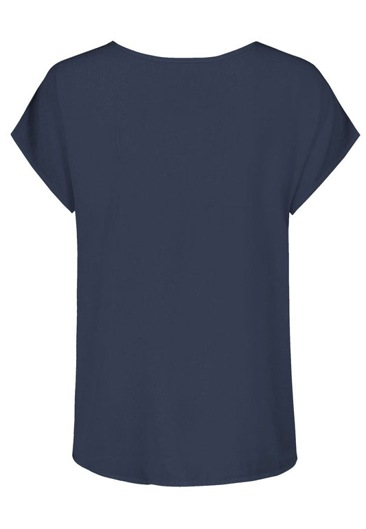 DOB Bluse, Rundhals mit Piping, übe