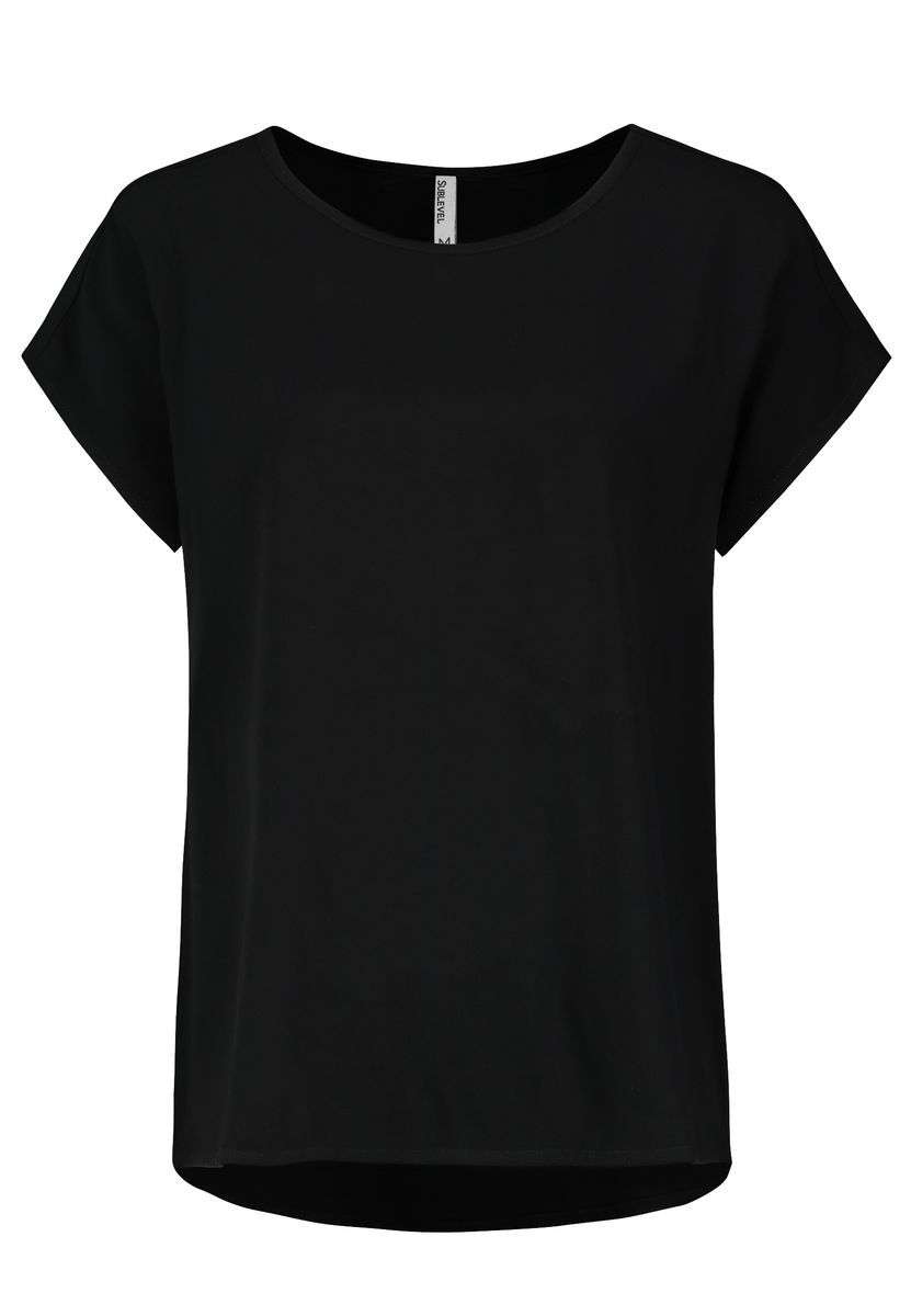DOB Bluse, Rundhals mit Piping, übe