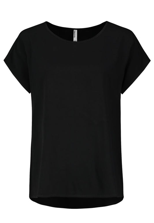 DOB Bluse, Rundhals mit Piping, übe