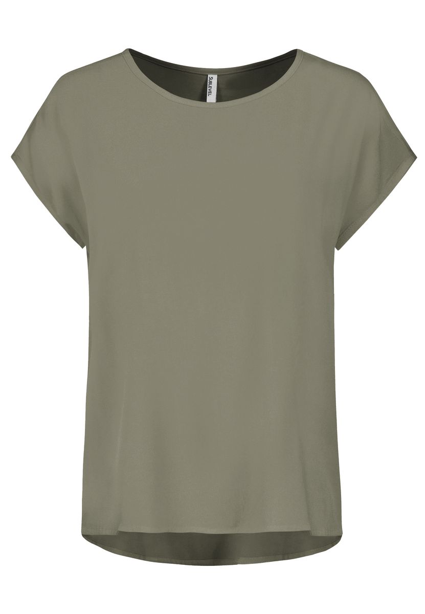 DOB Bluse, Rundhals mit Piping, übe