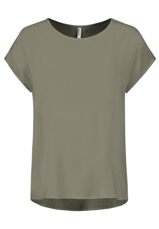 DOB Bluse, Rundhals mit Piping, übe