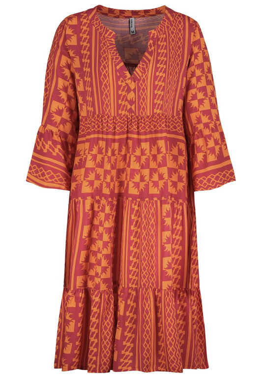Kleid mit Volants,midi,3/4 Ärmel mi