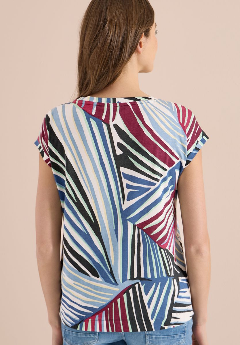 T-Shirt mit Boatneck und Grafikprint