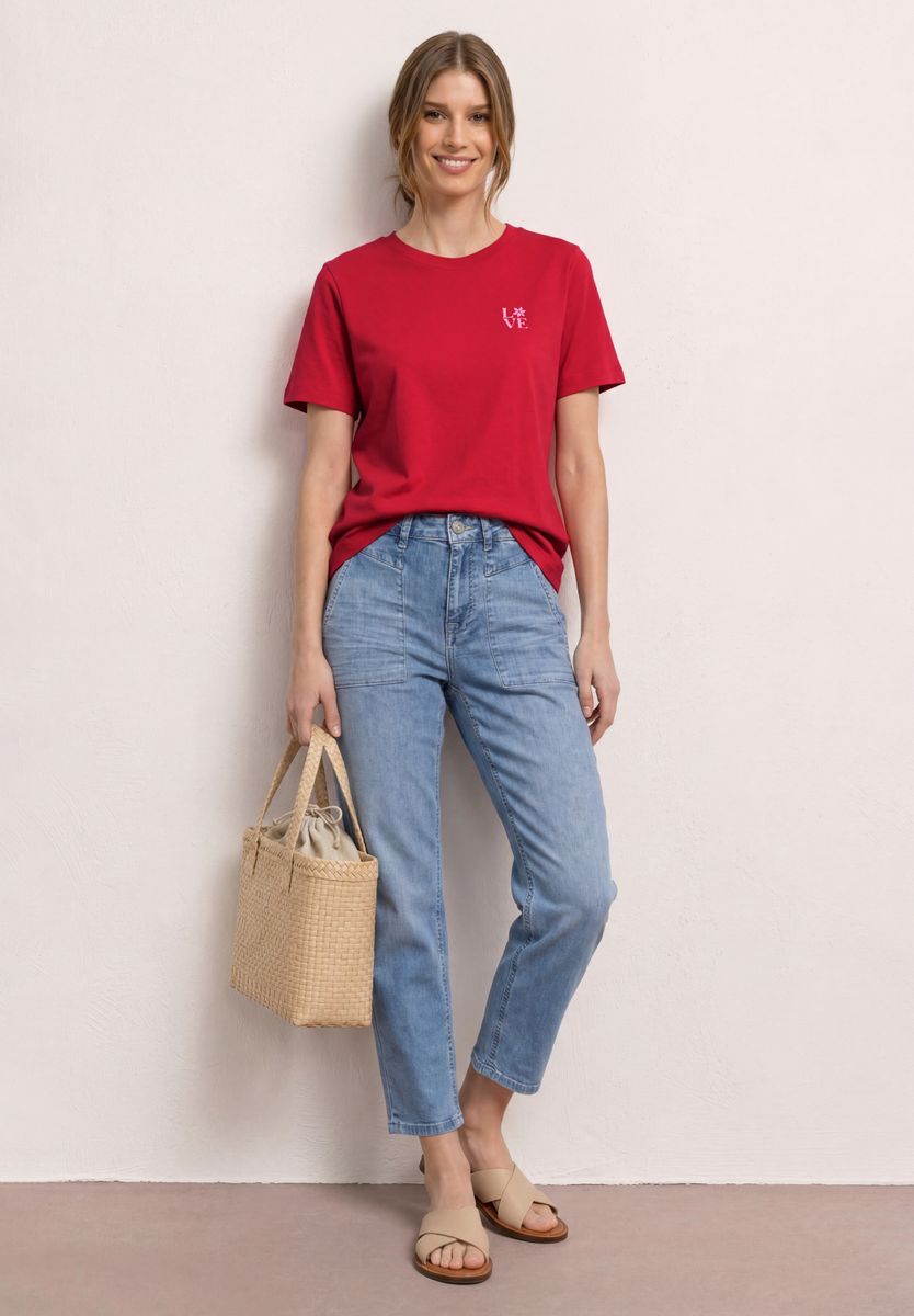 T-Shirt mit Rundhals und Printdetail