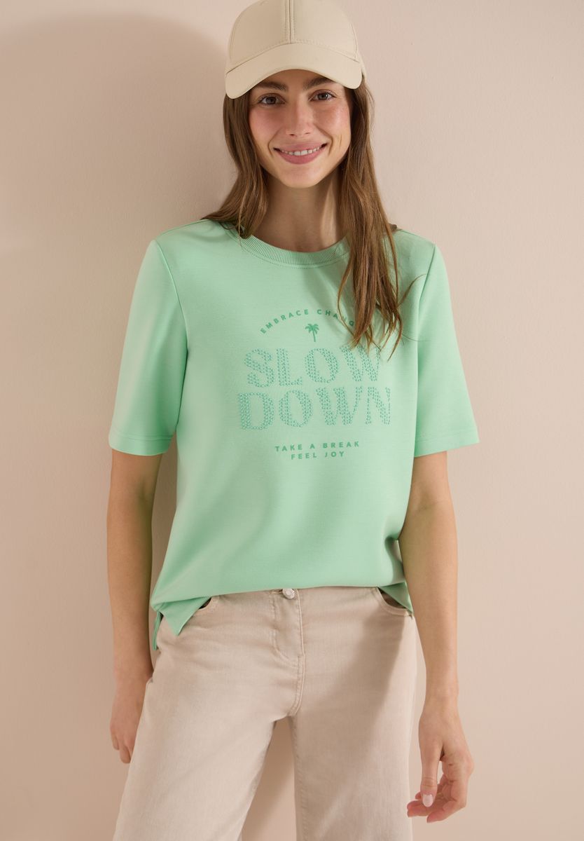 Kurzarm Sweatshirt mit Wording