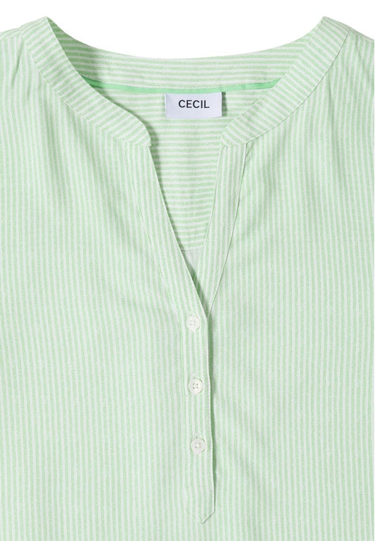 Kurzarm Bluse mit Split Neck und Streifen