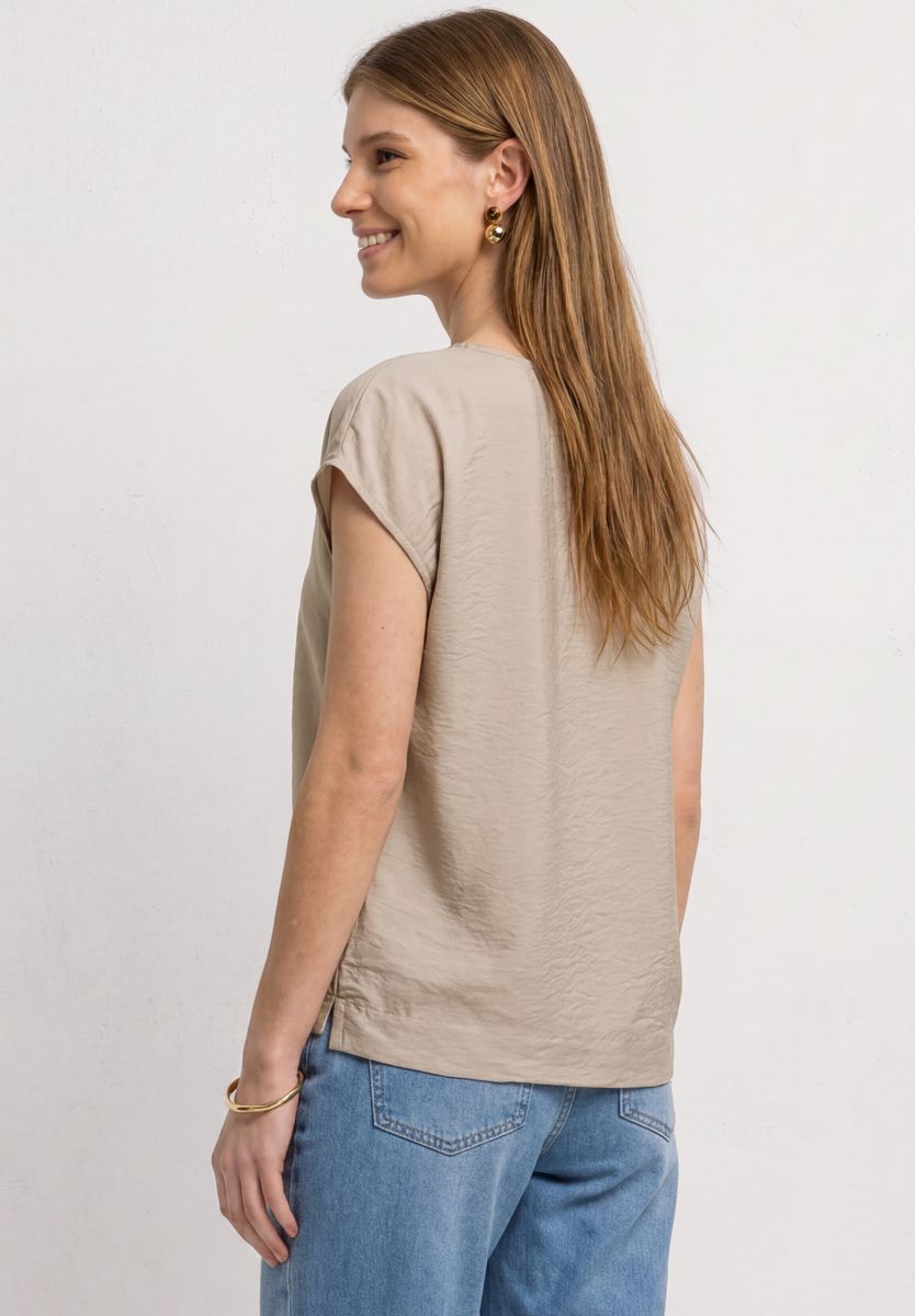 Dropped Shoulder Blusenshirt mit Rundhals