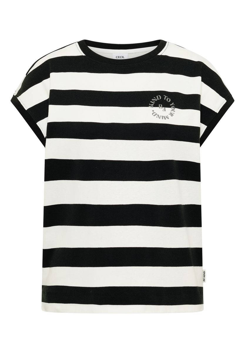 T-Shirt mit Streifen und Printdetail