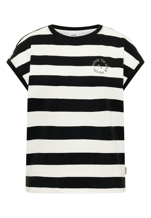 T-Shirt mit Streifen und Printdetail