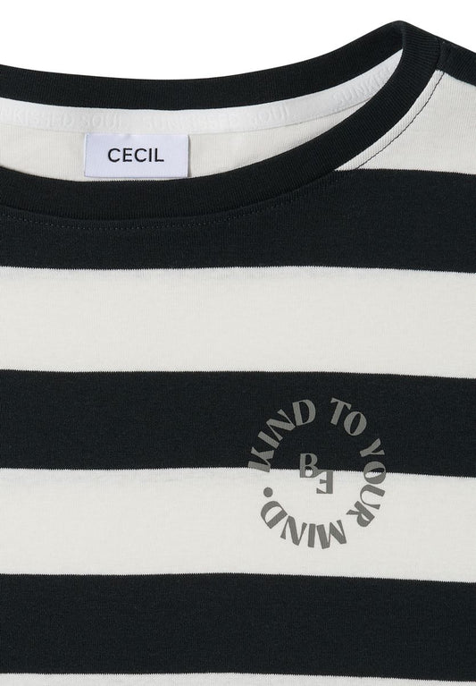 T-Shirt mit Streifen und Printdetail