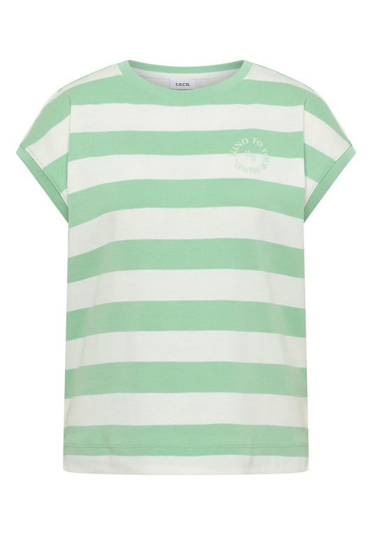 T-Shirt mit Streifen und Printdetail