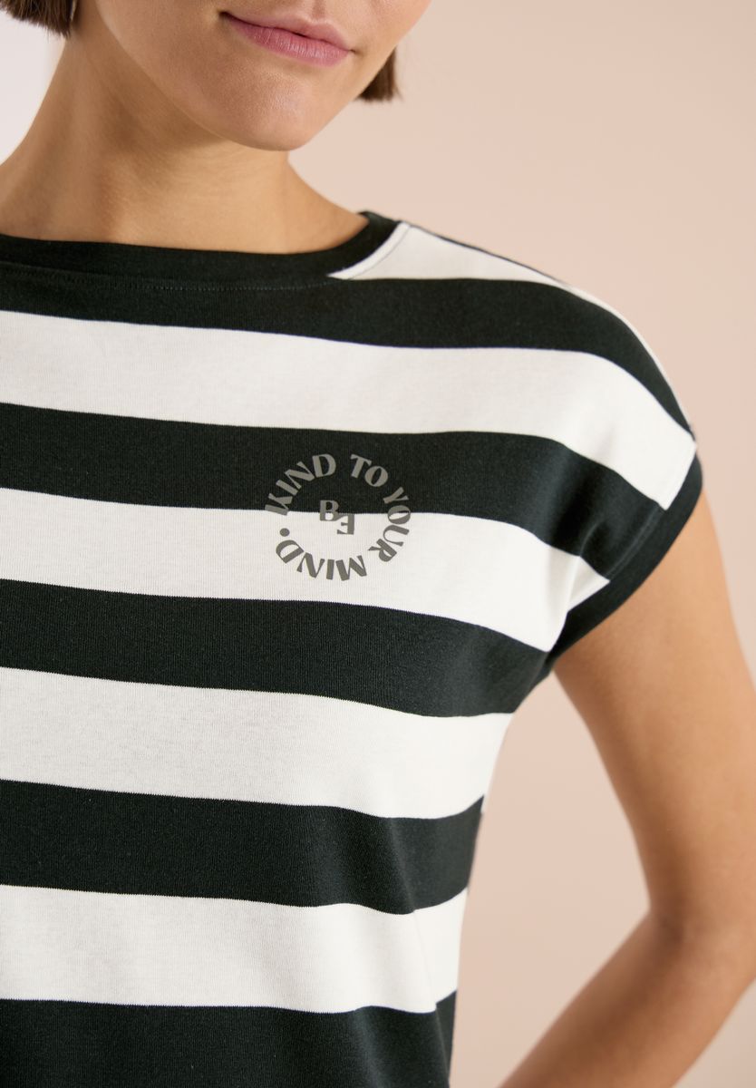 T-Shirt mit Streifen und Printdetail