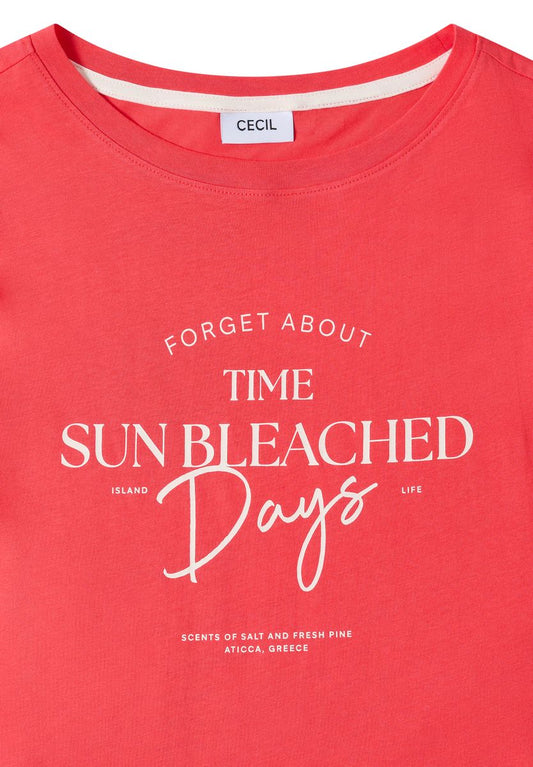 T-Shirt mit Boat Neck und Wording Artwork