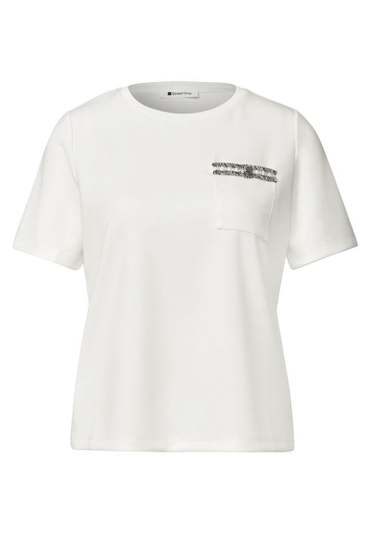 T-Shirt mit dekorativer Brusttasche