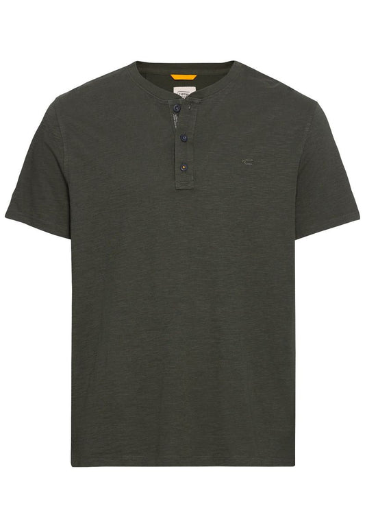 Kurzarm Henley-Shirt mit geripptem Kragen