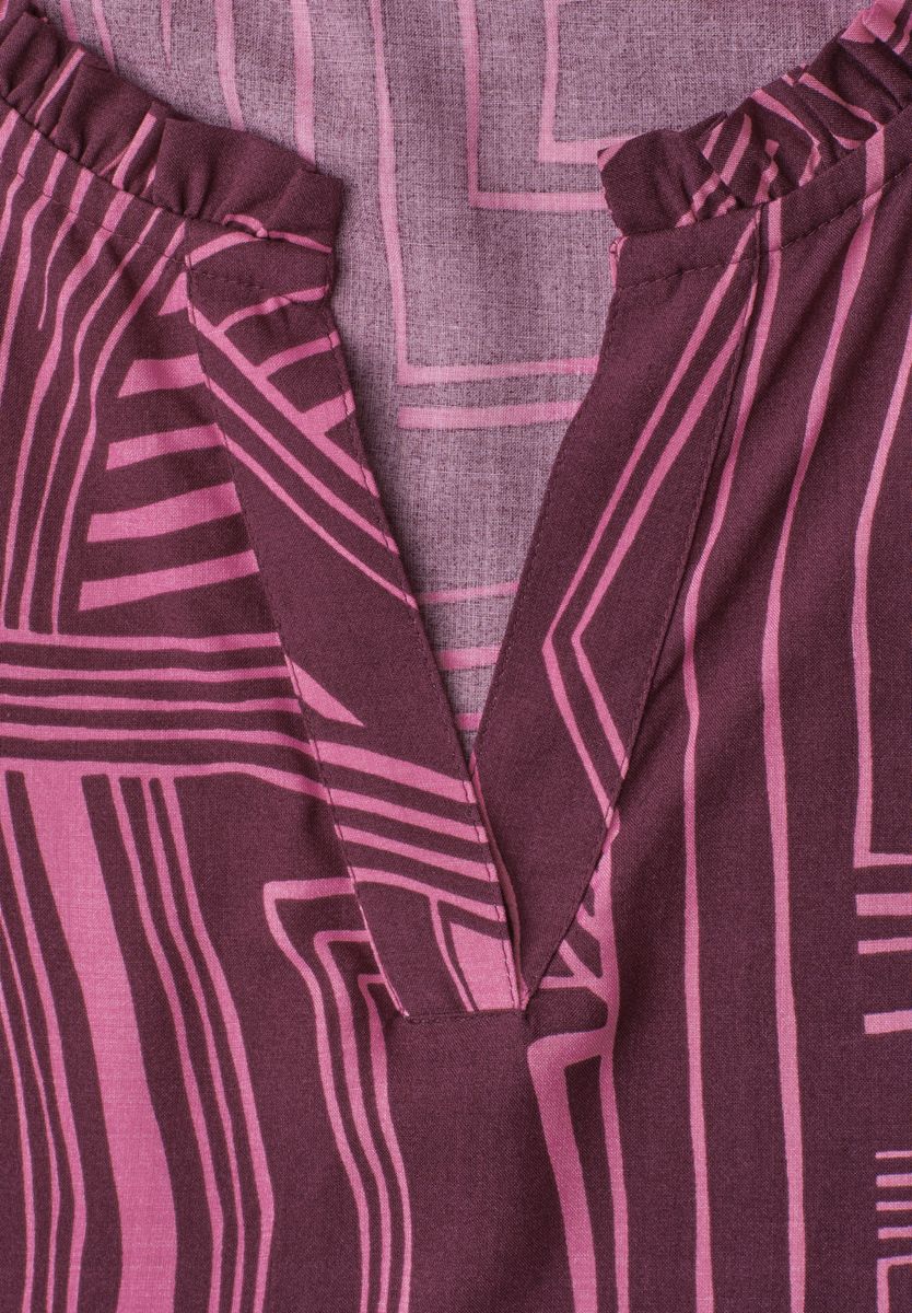 Blusenshirt mit Split Neck und Volant-Ärmeln