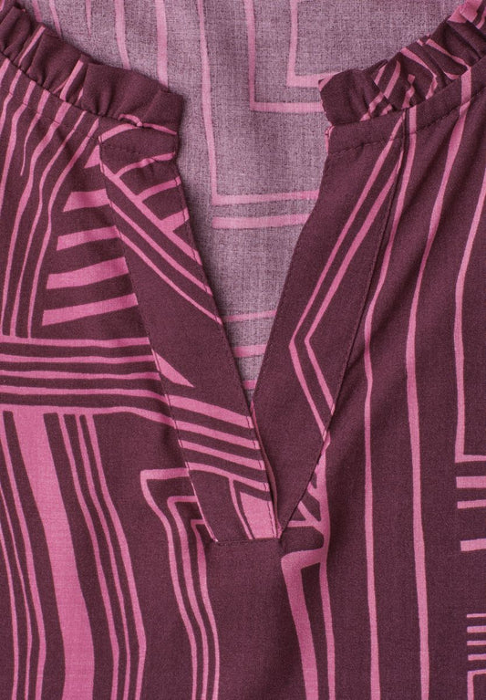Blusenshirt mit Split Neck und Volant-Ärmeln
