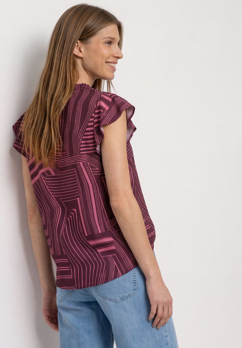 Blusenshirt mit Split Neck und Volant-Ärmeln