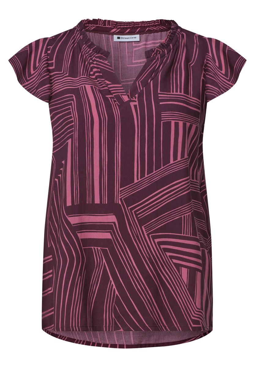 Blusenshirt mit Split Neck und Volant-Ärmeln