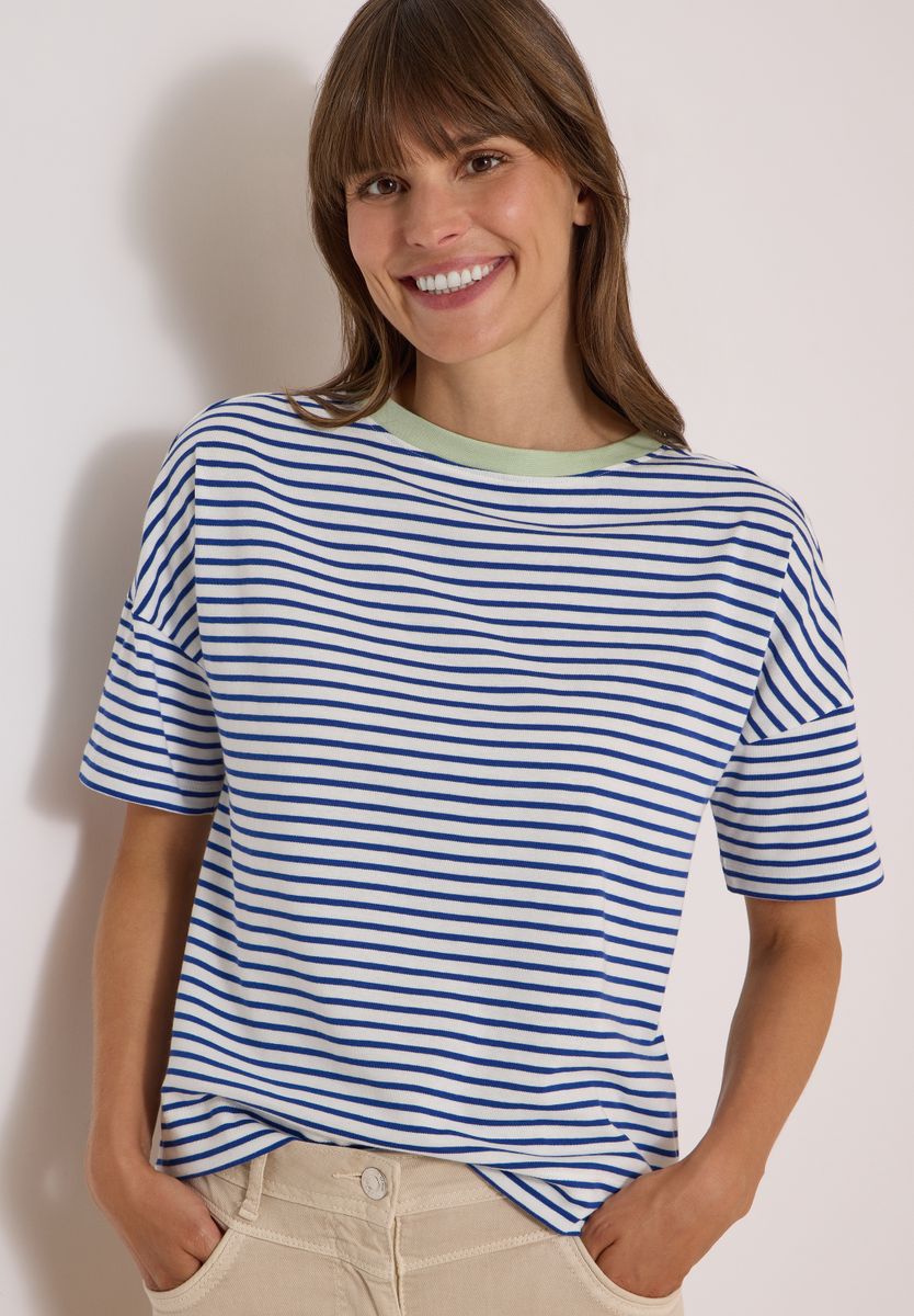 T-Shirt mit Streifen und Kontrastdetail