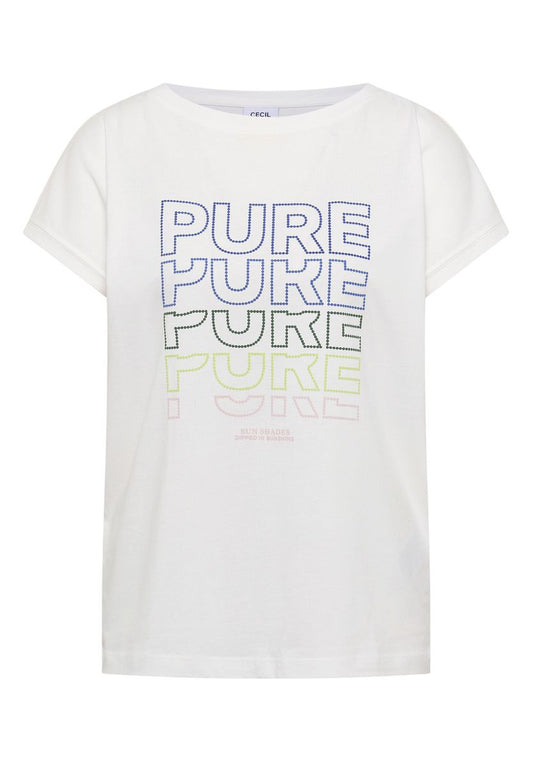 T-Shirt mit Boat Neck und Frontprint