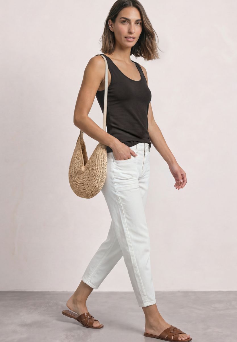 Basic Top mit Rundhals in Unifarbe
