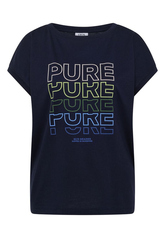 T-Shirt mit Boat Neck und Frontprint