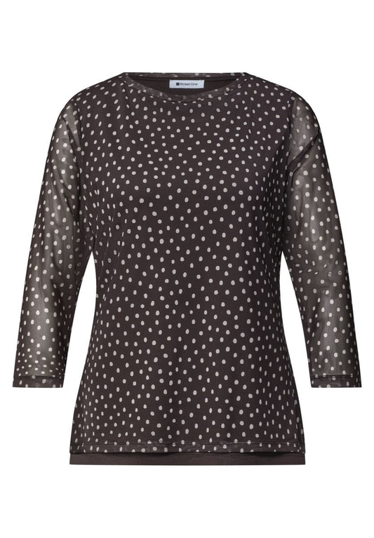 3/4-Arm Shirt aus Mesh mit Print