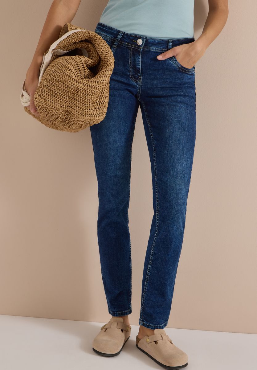 Mid Waist Straight Leg Jeans im Casual Fit