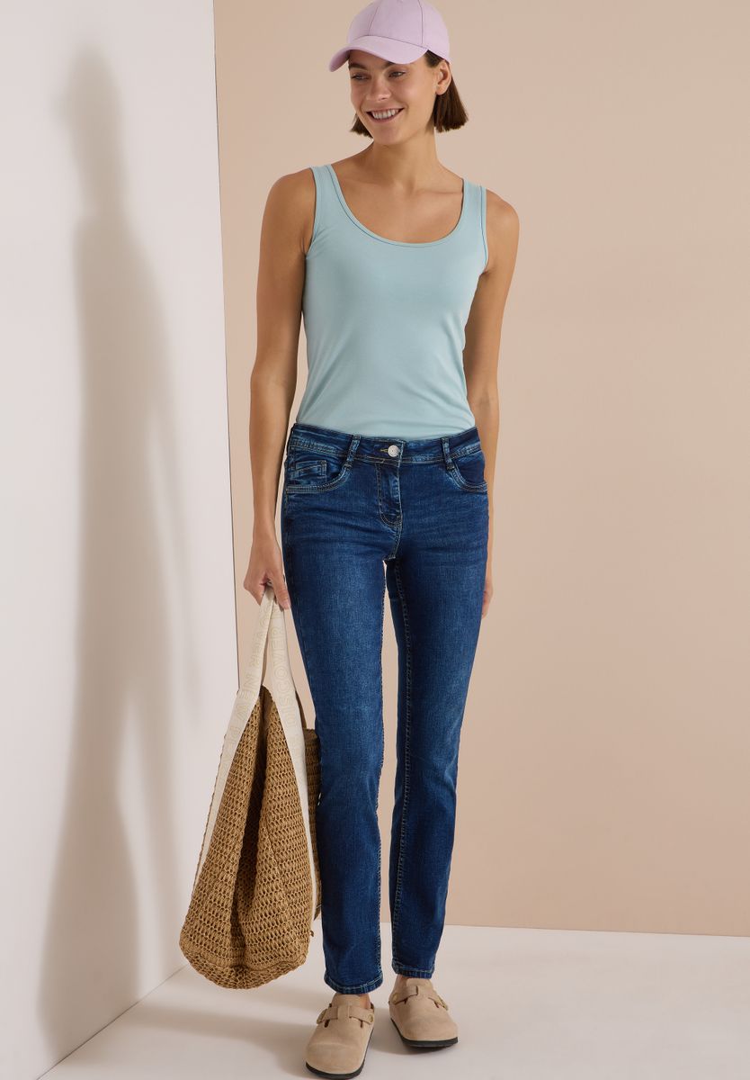 Mid Waist Straight Leg Jeans im Casual Fit