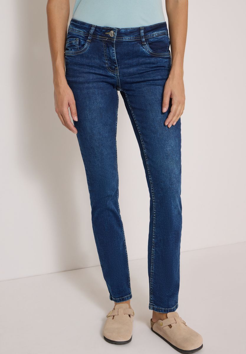 Mid Waist Straight Leg Jeans im Casual Fit