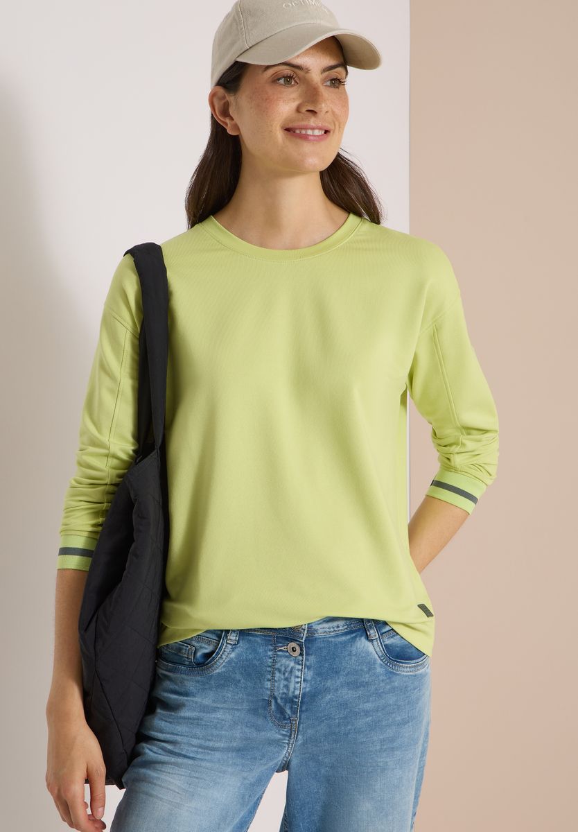 Langarm Shirt mit Rundhals und Streifendetail