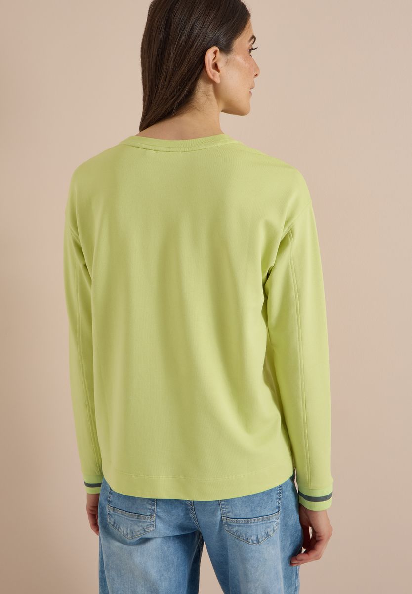 Langarm Shirt mit Rundhals und Streifendetail