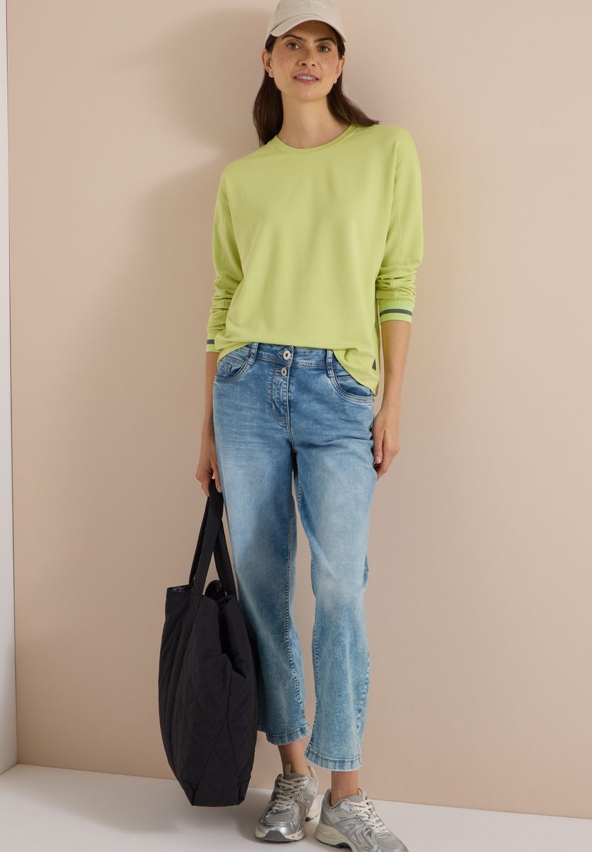 Langarm Shirt mit Rundhals und Streifendetail