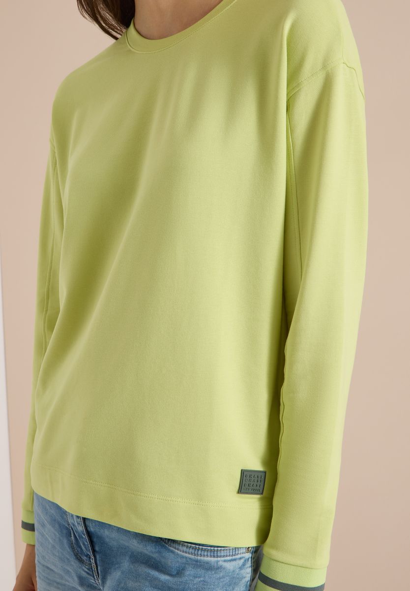 Langarm Shirt mit Rundhals und Streifendetail