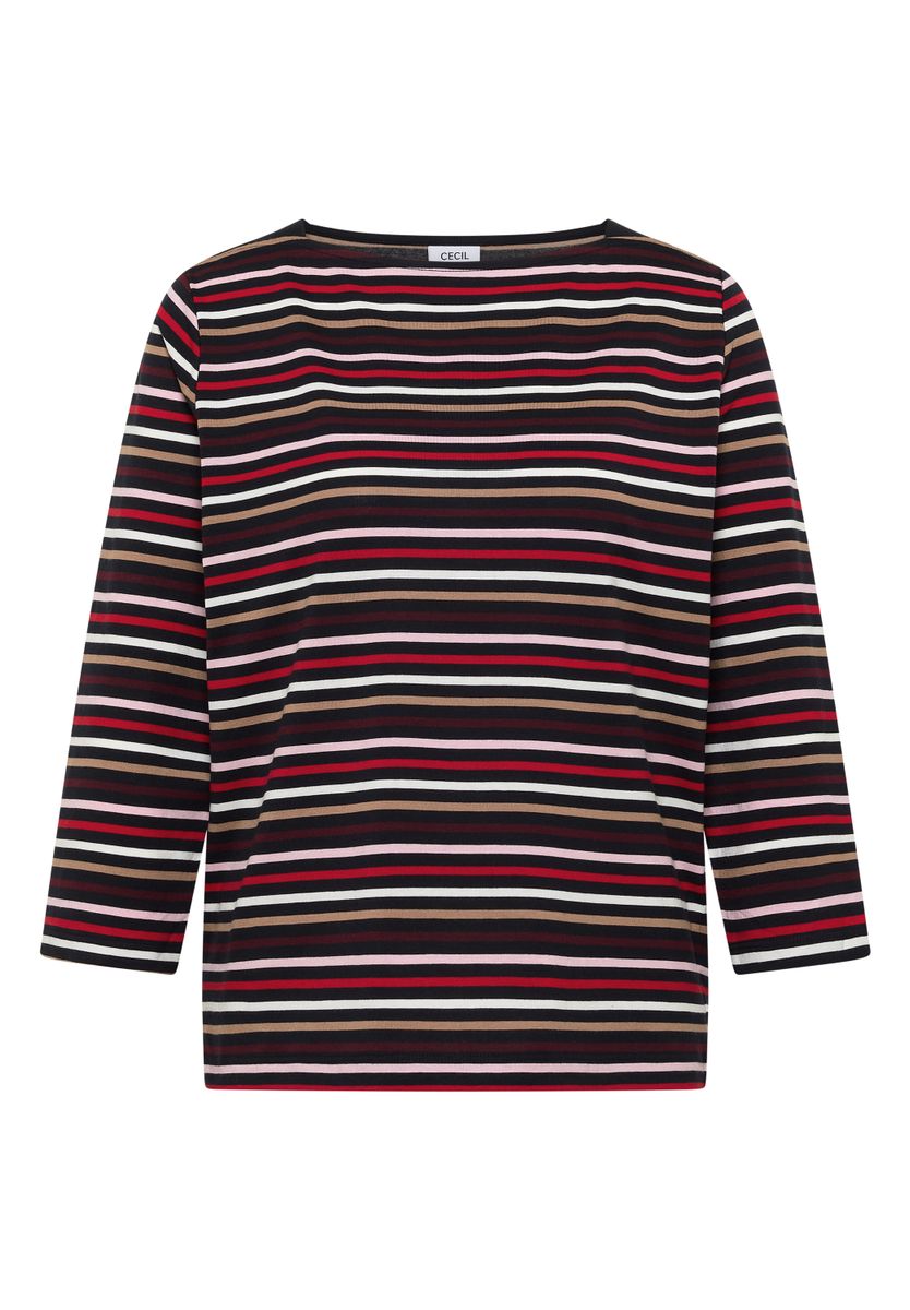 3/4-Arm Shirt mit Boat Neck und Streifen