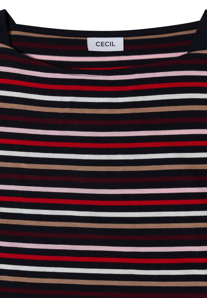 3/4-Arm Shirt mit Boat Neck und Streifen