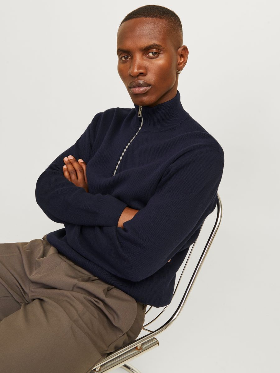JJMILANO STITCH KNIT HALF ZIP SN