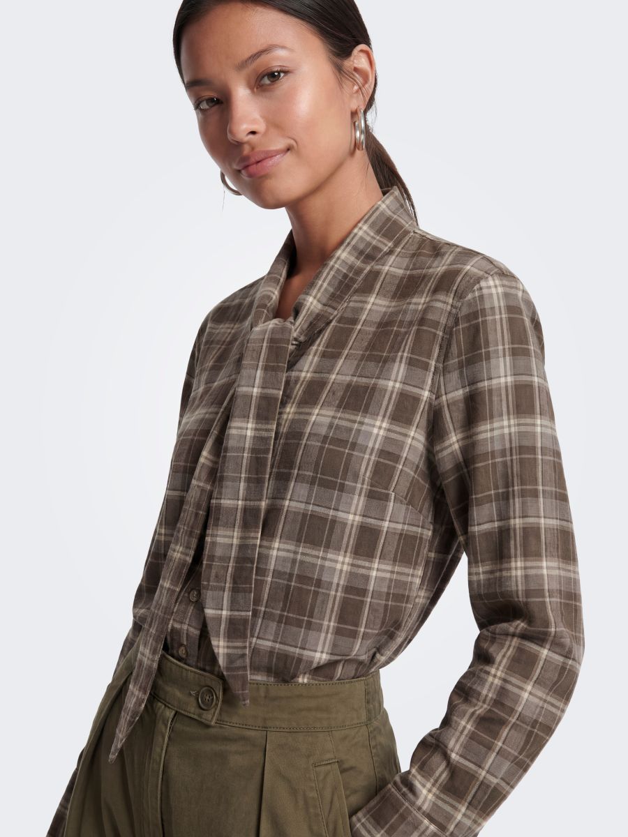 ONLGUKA L/S TIE ASSY CHECK SHIRT WVN
