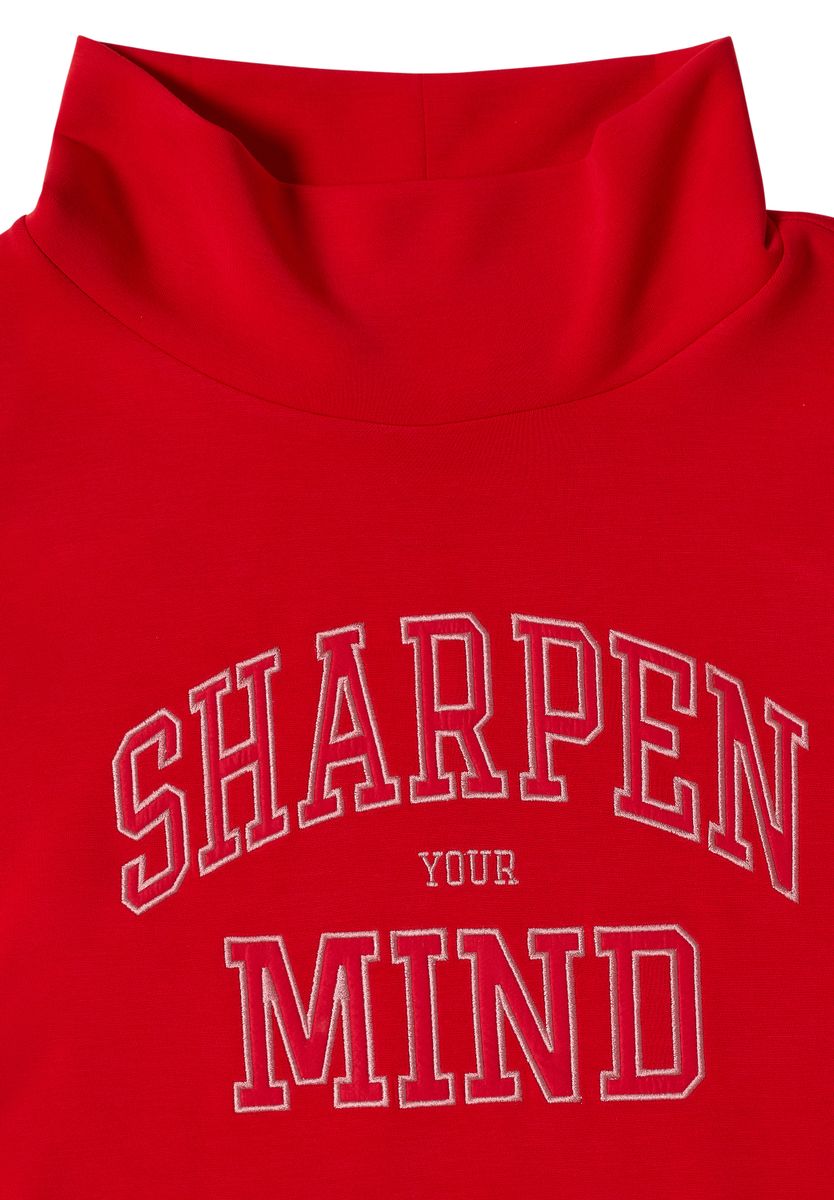 Langarm Shirt mit Stehkragen und Wording